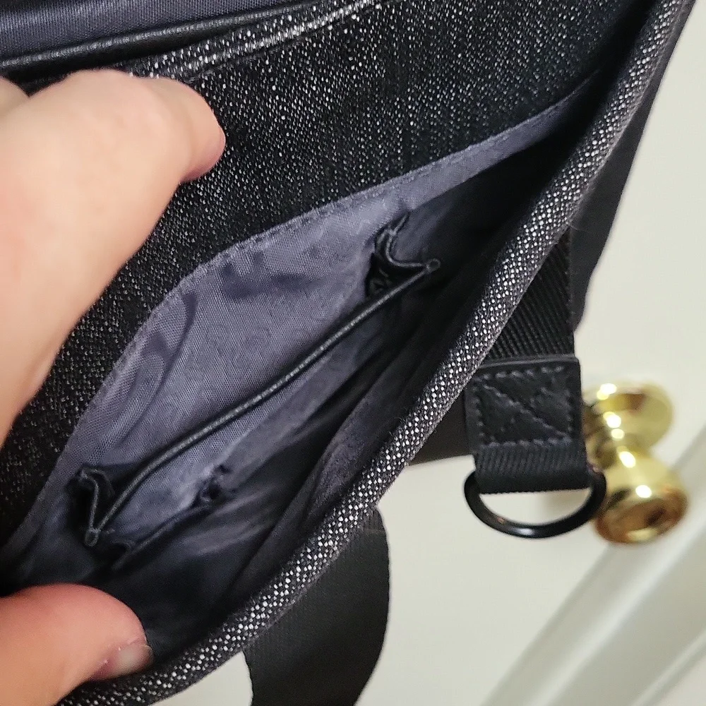 Solo NY Black Denim and PU Leather Laptop Messenger Bag
